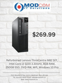 Desktop PC for Sale - Lenovo ThinkCentre M82 SFF, Intel Core i3-3220 3.30GHz, 8GB RAM, 250GB SSD, Wifi, Windows 10 Pro