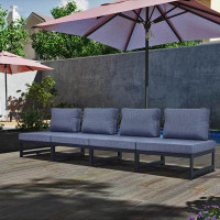 ALFRESCOOL Outdoor Aluminum Sofa 4 Seats, Patio Outdoor Sofa For Backyard, Porch, Garden, Blue Grey