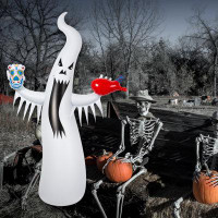 The Holiday Aisle® 6.56 FT.Halloween White Ghost Inflatables Outdoor Decoration With Colourful LED Lights Buttery,Hand P