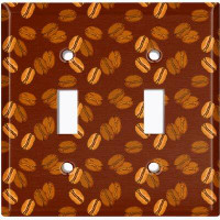 WorldAcc Metal Light Switch Plate Outlet Cover (Coffee Mocha Espresso Beans Brown - Double Toggle)