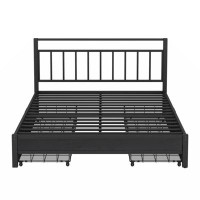 Latitude Run® Queen Size Storage Platform Bed With 4 Drawers, Black