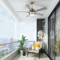 Ebern Designs 52" Modern Crystal Ceiling Fan with Light & Remote, Silent - Ideal for Home & Office