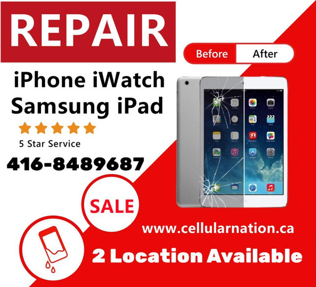 (PROMOTION PRICE ) PHONE REPAIR, iPhone+Samsung+iPad+iWatch+Google Broken screen, LCD, battery, charging fix, back glass in Cell Phone Services in Mississauga / Peel Region
