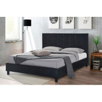 Latitude Run® Black Uptown Pu Upholstered Double Size Platform Bed (no Box Spring Required)