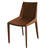 Orren Ellis Cid Paz 19 Inch Dining Chair, Set Of 2, Brown Saddle Leather, Tapered Legs