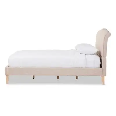 Red Barrel Studio Red Barrel Studio® Studio Fannie French Classic Modern Style Beige Linen Fabric King Size Platform Bed