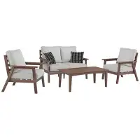 Signature Design by Ashley Emmeline Outdoor Loveseat And 2 Chairs With Coffee Table