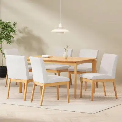 George Oliver Jerwin Wood And Fabric 7 Piece Dining Set