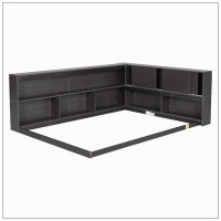 Latitude Run® Full Floor Bed with L-shaped Bookcases