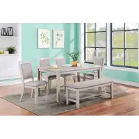 Red Barrel Studio Contemporary Dining 6Pc Set Table W 4X Side Chairs And Bench Natural Finish Padded Cushion Seats Chair