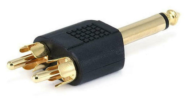 6.35mm (1/4 Inch) Mono Plug to 2 RCA Plug Splitter Adapter - Gold Plated in General Electronics in West Island - Image 2