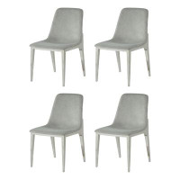 Mercer41 Tiberio Velvet Side Chair in Gray and Chrome