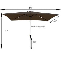 Arlmont & Co. 10 X 6.5t Rectangular Patio Umbrella Solar Led Lighted Outdoor Market Table Waterproof Umbrella Sunshade W