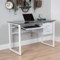 Latitude Run® Modern And Sleek Glass Computer Desk For Home Office Use - Stylish Workspace Solution
