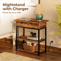 NEW END TABLE WITH CHARGING STATION NIGHTSTAND SOFA TABLE S3118