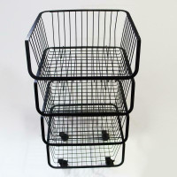 4 Tier Stackable Rolling Storage Metal Wire Basket for Kitchen, Fruit, Vegetables, Bedroom, Bathroom 032454
