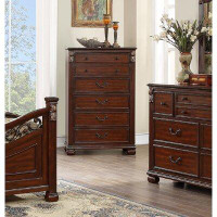 Astoria Grand 5 Drawers Wood Chest In Brown Finish