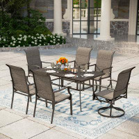 Lark Manor 6-person Patio Dining Set With Textile Padded Swivel Chairs