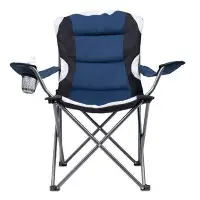 Arlmont & Co. Internet's Best Padded Camping Folding Chair - Outdoor - Navy Blue - Sports - Cup Holder - Comfortable - C