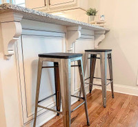 Industrial Metal Wood Dining Room Barstool Chairs, Kitchen Counter Bar Stools, Backless