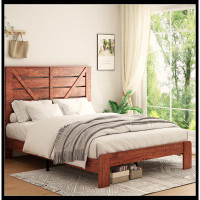Millwood Pines Bed Frame Headboard, Wood Platform Bed Frame, Large Under Bed Storage