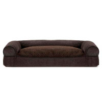 FurHaven Faux Fleece & Chenille Soft Woven Pillow Sofa Pet Bed