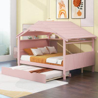 Wenty Wood  House Bed With  Trundle And Storage,