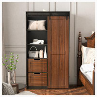 Latitude Run® 71-inch High wardrobe and cabinet , Clothes Locker,classic sliding barn door armoire