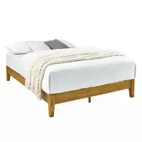 Myhomekeepers Platform Style Wooden Full Bed With Chamfered Feet