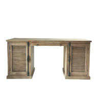 Gracie Oaks Solid wood executive desk with louvers