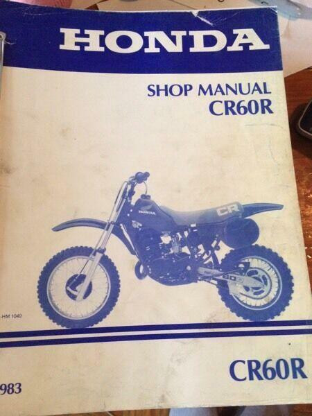 1983 Honda CR60R Shop Manual in Motorcycle Parts & Accessories in Regina