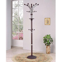 Rebrilliant Wood And Metal Coat Rack Hat Stand With Hooks On Top And Middle