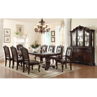 Canora Grey Marney Brown Traditional Wood Veneers And Solids Formal Extendable Dining Room Set