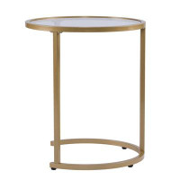 Mercer41 Set Of Two 23" Gold Glass And Steel Round Nested Tables