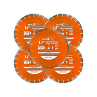 5-Pack 14 Laser Welded Diamond Saw Blade for Concrete, Brick, Block and Masonry, Core, Dry or Wet, 1 Arbor