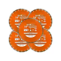 5-Pack 14 Laser Welded Diamond Saw Blade for Concrete, Brick, Block and Masonry, Core, Dry or Wet, 1 Arbor