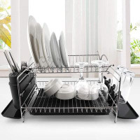 Rebrilliant G-TING Dish Drying Rack, 2 Tier Dish Rack With Drainboard, Dish Drainer With Utensil Holder And Cup Holder,