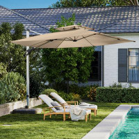 Lausaint Home Gentle Chic 10 FT Double Top Square Outdoor Patio Umbrella