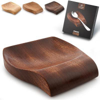 Zulay Kitchen Zulay Sapele Wood Spoon Rest For Kitchen - Smooth Wooden Spoon Holder For Stovetop With Non Slip Silicone