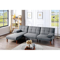 Latitude Run® Polyfiber 1Pc Adjustable Tufted Sofa Solid Wood Legs Plush Couch