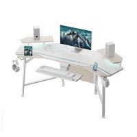 Inbox Zero Ergonomic 72''  Gaming Desk With Rotatable Keyboard Tray RGB LED Lights Cup Holder And Headphone Holders