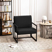 Ebern Designs PU Leather Armchair with Metal Frame, Extra-Thick Padded Backrest, and Seat Cushion