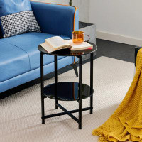 Latitude Run® 2- Layer Tempered Glass End Table