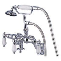 Elements of Design Hot Springs Triple Handle Deck Mounted Clawfoot Tub Faucet with Handshower