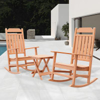 Red Barrel Studio 3 Piece Outdoor Rocking Chairs Curved Seat with Foldable Table Bistro Set