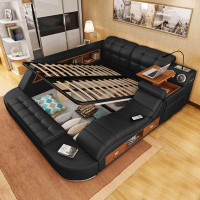 Symple Designs Inc King Upholstered Tufted Storage Platform Bed