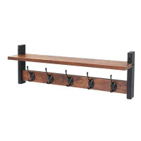 Rebrilliant Coat Rack with Shelf Wall Mount, 24 Inch Long Entryway Wall Shelf with Hooks