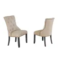 One Allium Way D88/89 Tufted Linen Upholstered Side Chair in Grey