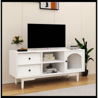 NTYUNRR Living Room White TV Stand With Drawers And Open Shelves