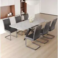 Gracie Oaks Extendable Dining Table Set,C-Shaped Tube Padded Dining Chairs And Large Dining Table, Kitchen Table Chair S